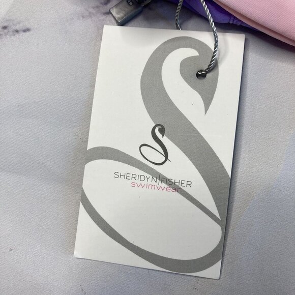 Sheridyn Fisher Swimwear Bikini Top Size Medium Purple Pink Strappy New NwT Swim - Picture 2 of 4